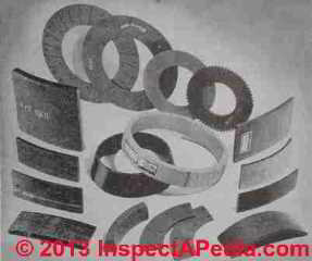 Asbestos woven & molded brake linings, clutch facings, cone facings - Rosato (C) InspectApedia