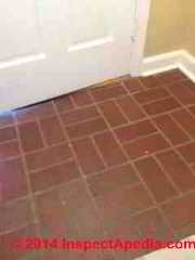 Brick pattern floor tile with low asbestos content (C) InspectApedia