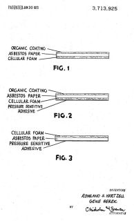 Hartzell-Patent-US-3713925 at Inspectapedia.com asbestos sheet material adhered to cellular foam