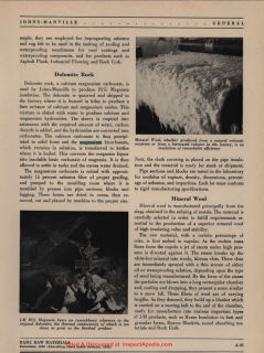 JM Chrysotile Asbestos in 1952 Catalog (C) InspectApedia.com