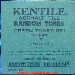 Kentile random tone tile from 1959 (C) InspectApedia.com