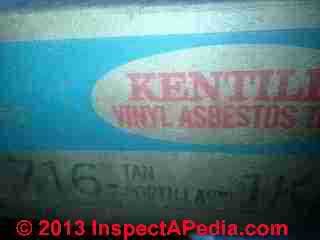 Kentile vinyl asbestos floor tile (C) InspectApedia