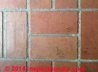 Brick pattern floor tile containing asbestos (C) InspectAPedia
