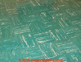 Kentile 9x9" green vinyl asbestos floor tiles (C) InspectApedia.com DJF