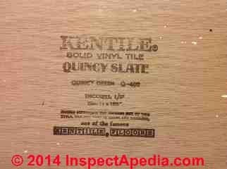 Kentile quincy slate vinyl flooring (C) InspectApedia GP