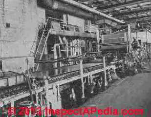 Fourdrinier paper machine adapted for manufacture of asbestos paper sheet gasketing material - Rosato Fig. 10.1 (C) InspectApedia.com