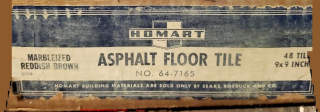Homart asphalt floor tiles from Sears Roebuck & Co. (C) InspectApedia.com Susan Teelon