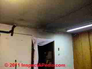 Oil burner soot on ceiling © D Friedman at InspectApedia.com 