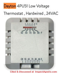 Dayton 4PU51 thermostat manual & wiring instructions at InspectApedia.com