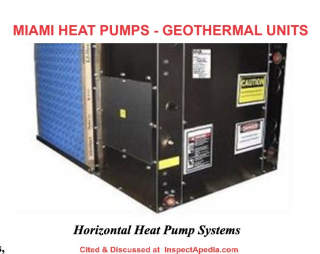 Horizontal Heat Pump, geothermal unit from Miami Heat Pumps - cited & discussed at InspectApedia.com