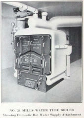 Mills water tube boiler in the 1929 HB Smith Catalog cited at InspectApedia.com