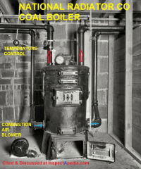 National Radiator Co coal boiler - adapted by InspectApedia.com