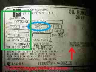Electric motor data tag for oil burner (C) Daniel Friedman