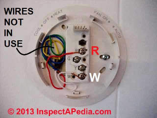 Thermostat wiring reference chart - simplest case two-wire thermostat (C) Daniel Friedman