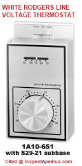 White Rodgers Line Voltage thermostat 1AS10-651 at InspectApedia.com