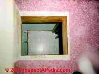 Laundry chute hatch in hall floor © D Friedman at InspectApedia.com 