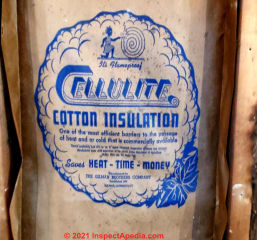 Cotton batt insulation, Cellulite, by Gilman Brothers (C) InspectApedia.com Fawcett