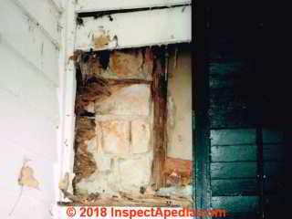Brick lined wall with water leaks, rot, insect damage (C) DanieL Friedman