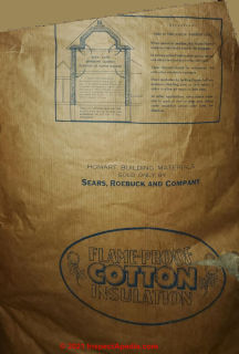 Sears cotton building insulation in a Colorado home, (C) InspectApedia.om Minnich