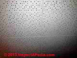 Acousting ceiling tile tested not asbestos (C) InspectApedia R.N. 
