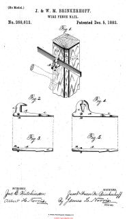 Brinkerhoff wire fencing naile US Patent 268,813 5 Decemver 1882 cited and discussed at InspectApedia.com