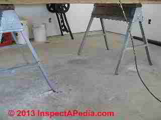 Color finish trial on poured concrete floor (C) InspectApedia Ralph Arlyck