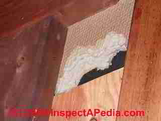 Gypsum board sheathing © Daniel Friedman at InspectApedia.com
