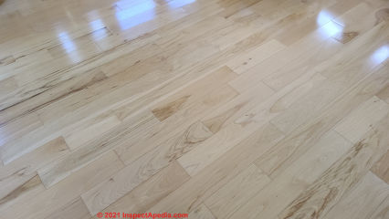 Birch wood flooring, pre-finished (C) Daniel Friedman at InspectApedia.com