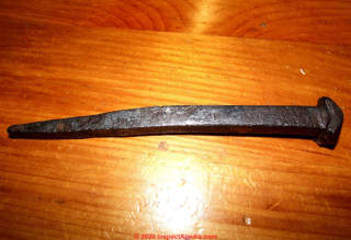 Iron spike from Elmira Ontario Canada by Vern M (C) InspectApedia.com Vern M