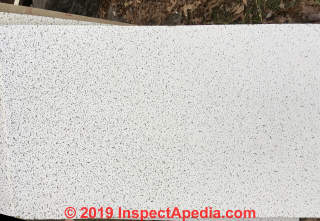 Johns Manville ceiling tiles test - not asbestos (C) InspectApedia.com DD