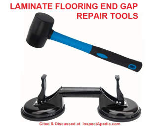 Hammer & suction cup tool for repairing end-butt-joint gaps in laminate floor installations