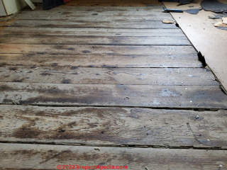 Rough pine floor in 1868 house (C) InspectApedia.com Amanda