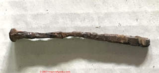 Rusty nail (C) InspectApedia.com Cape Cod