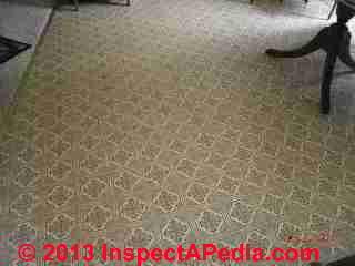 Resilient sheet flooring dated 1986 (C) InspectApedia