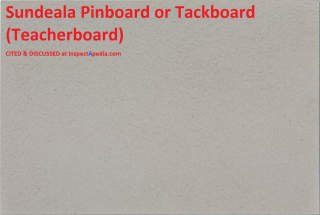 Sundeala teacherboard or pinboard at Amazon uk - not currently available, cited & discussed as used in artwork at InspectApedia.com