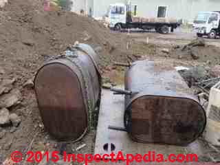 Two used oil storage tanks taking a bit of a beating (C) Daniel Friedman