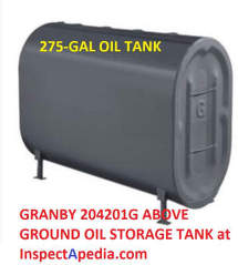 Granby 275 gallon above ground oil storage tank (C) Daniel Friedman at InspectApedia.com