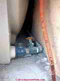 LP gas water heater vent troubles © D Friedman at InspectApedia.com 