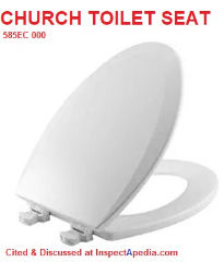Church toilet seat as sold  in August 2022, cited & discussed at InspectApedia.com