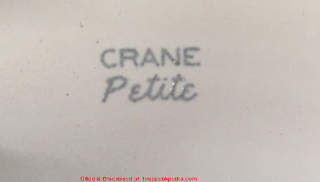 Crane Petite toilet logo/brand symbol at InspectApedia