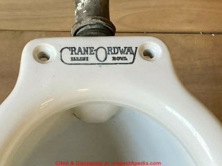 Crane-Ordway pillbox toilet for sale on eBay in 2023 cited & discussed at InspectApedia.com