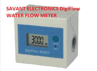 Digital flow meter from Savant electronics can measure water flow quantity - eg to know when to change a water filter - at InspectApedia.com