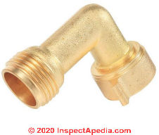 Elbow permits redirecting a hose bibb or spigot that is obstructed by a wall or something else - at InspectApedia.com