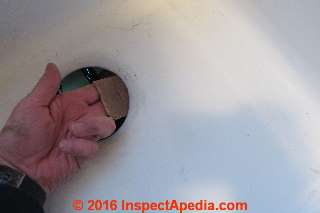 Alternative method of cleaning around the sink drain opening to prepare for installing a new strainer (C) Daniel Friedman