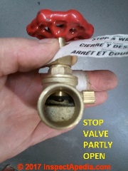 Globe type stop valve (C) Daniel Friedman InspectApedia.com