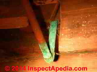 Green corrosion on copper water piping indicates a problem in this photo (C) Daniel Friedman