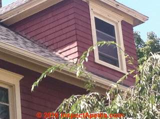 Dormer flashing defects at roof intersection (C) InspectApedia.com NBC