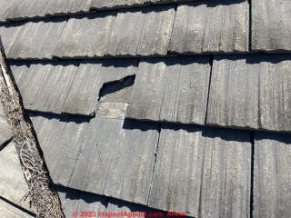 Permatek shake asbestos cement roof damage & repair methods (C) InspectApedia.com Alistar