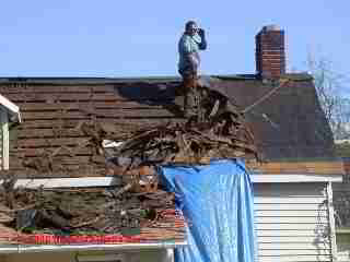 Roof tear off © D Friedman at InspectApedia.com 