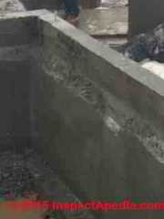 Brick veneer support ledge in a new concrete foundation pour (C) InspectApedia BD